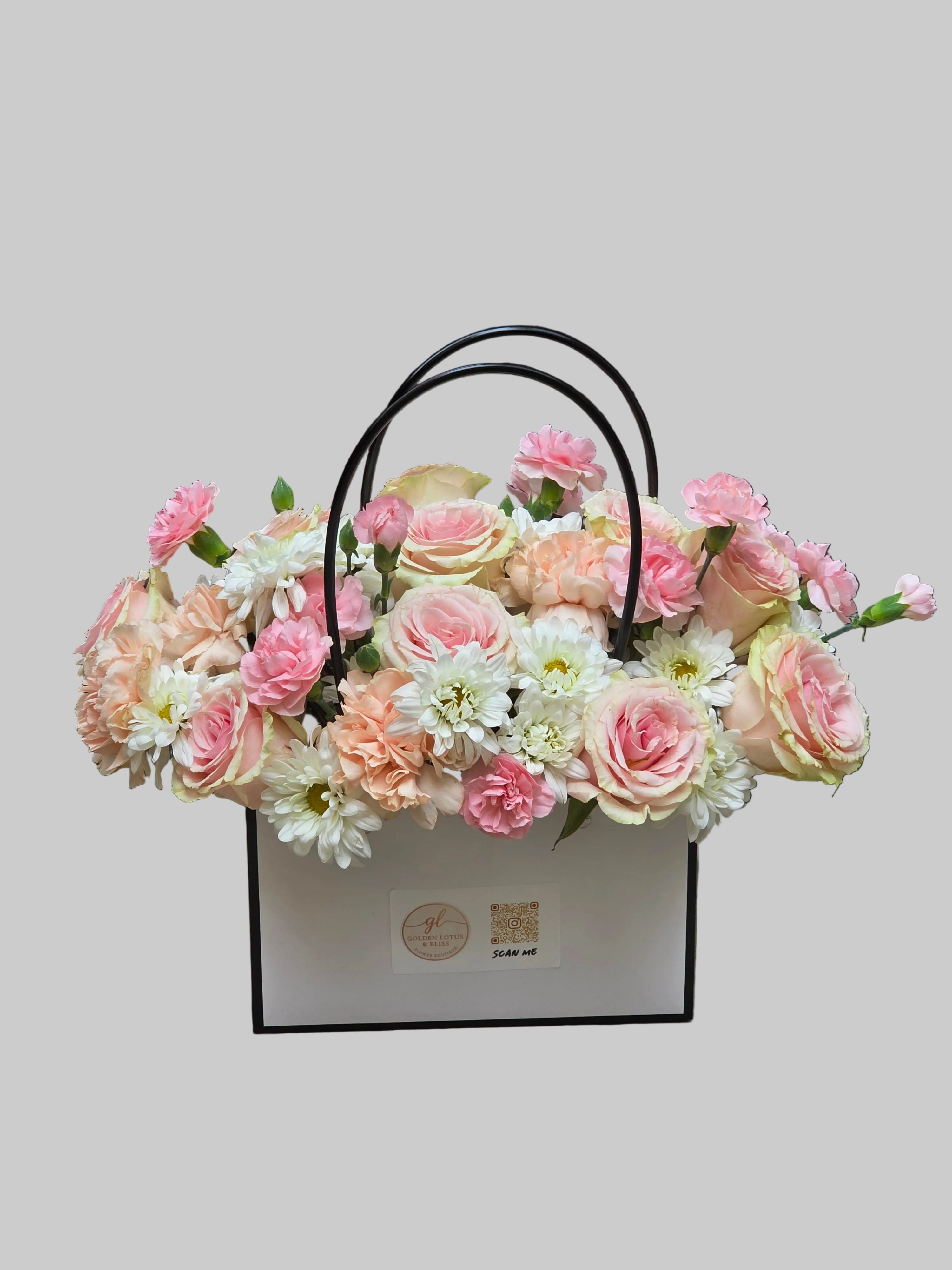 Blush Elegance Basket – Golden Lotus Bliss